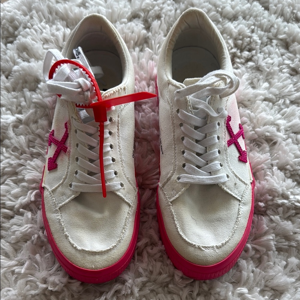 Off-White Pink and White Athletic Shoes